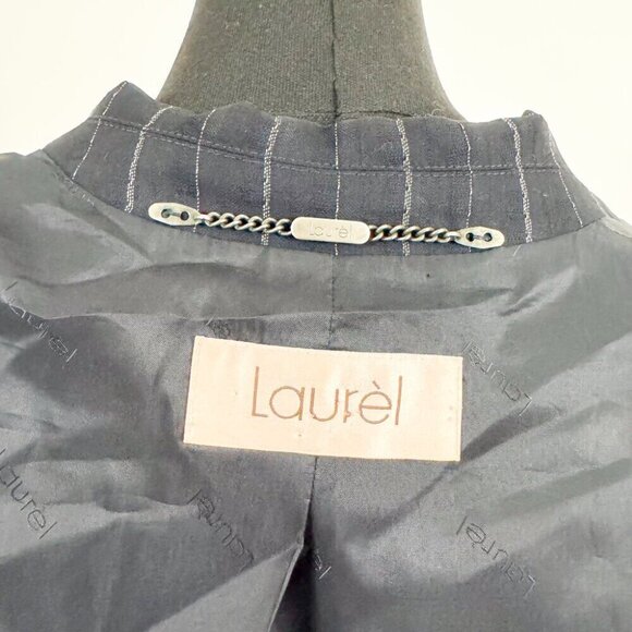 VINTAGE LAUREL PIN STRIPE SUIT BLAZER LIGHT TRENCHCOAT - Picture 5 of 11